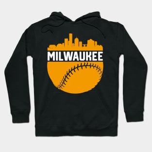 Downtown Milwaukee Wisconsin Skyline Baseball Hoodie